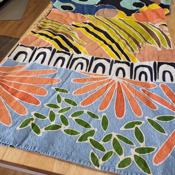 Novica Colorful Cotton Abstract Short Sleeve Midi Dress Pockets 35" L 21"P2P - Picture 11 of 11